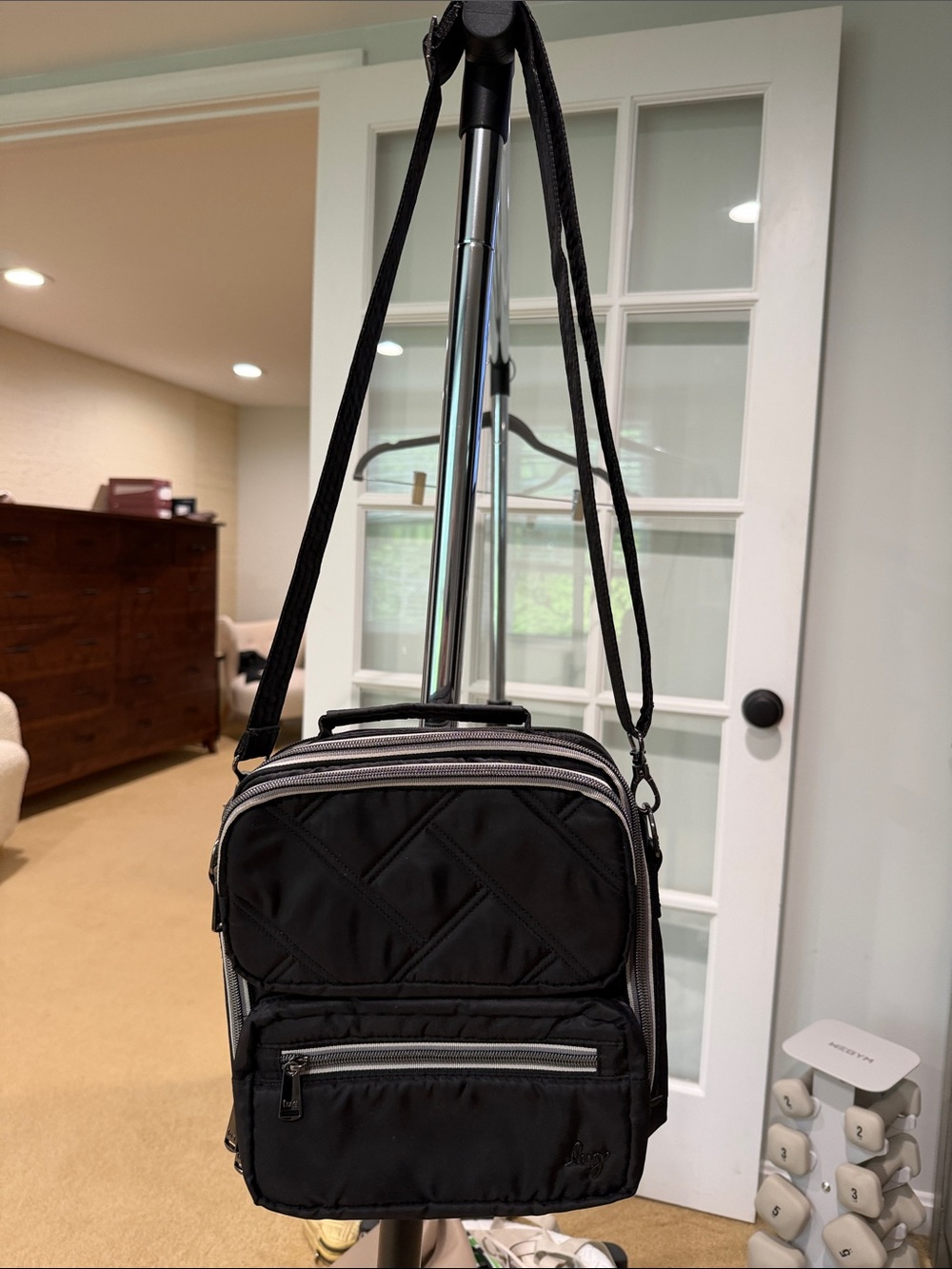Lug Wrangler Black Quilted Crossbody Bag - Lightweight Shoulder Bag